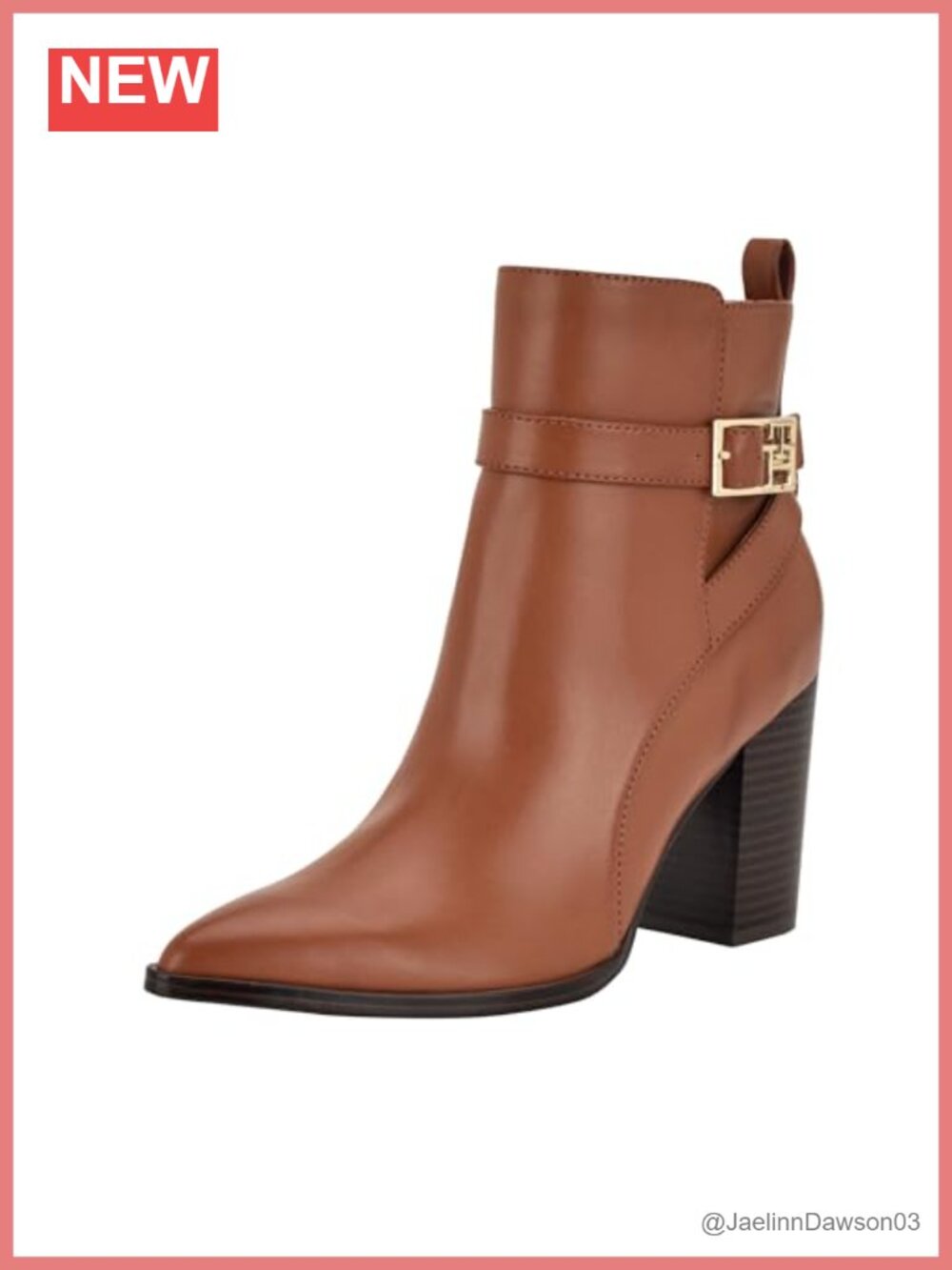 Faux Leather Zipper Closure Ankle Booties with Block Heel for Women